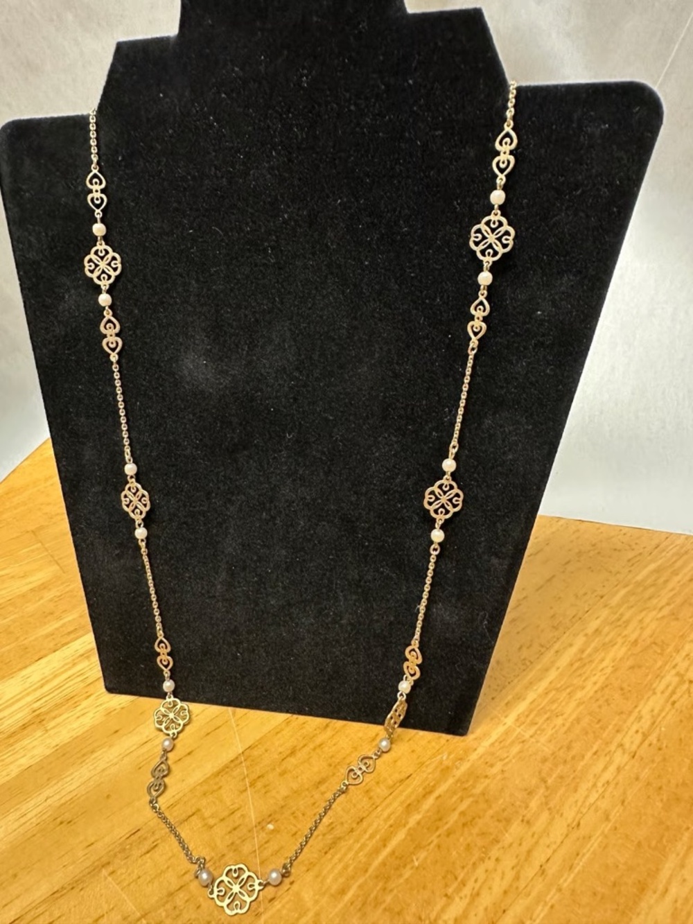 Floral Station Necklace w/ Pearls